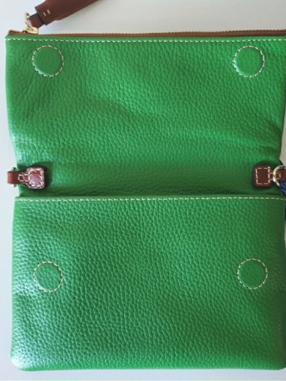 NWT Dooney & Bourke Florentine Foldover Zip Crossbody Bag in Kelly Green NWT